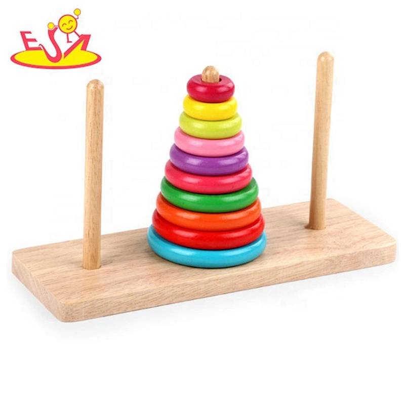 2019 New design educational stacker wooden rainbow stacking toy for babies W13D221