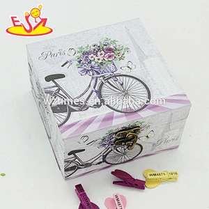 Wholesale butterfly pattern wooden craft box beautiful design wooden craft storage box W18A027