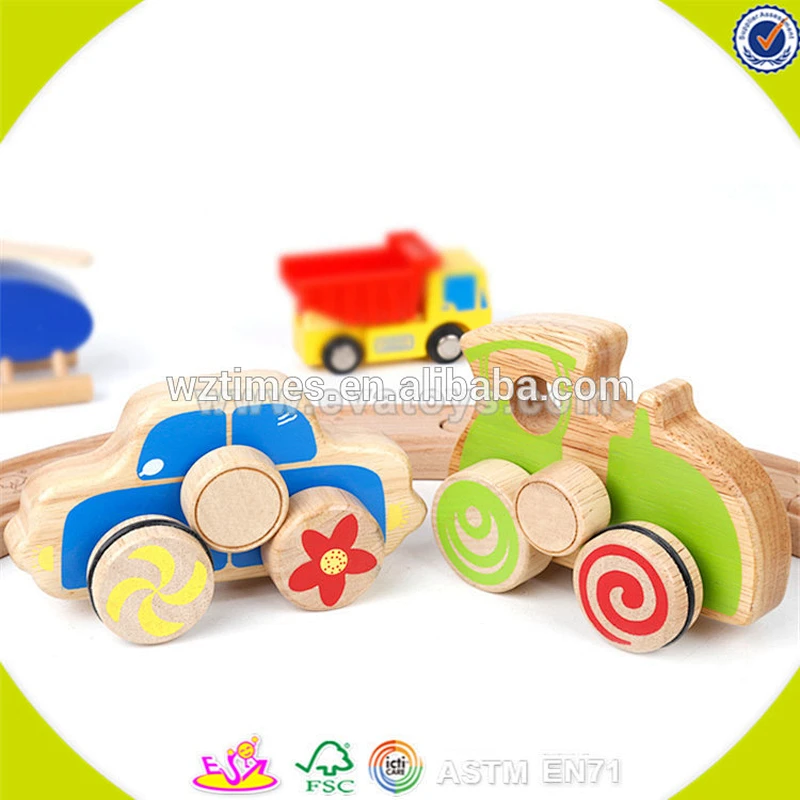 Wholesale hottest lovely wooden small car toy blue mini car toy for toddlers W04A171