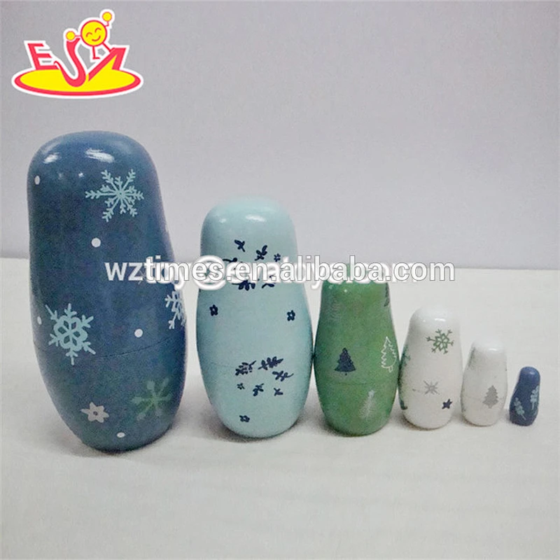 2018 Wholesale funny matryoshka doll 5 pcs wooden mini nesting doll for baby W06D098
