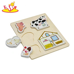 2019 wholesale educational wooden farm animals puzzle for kids W14D077