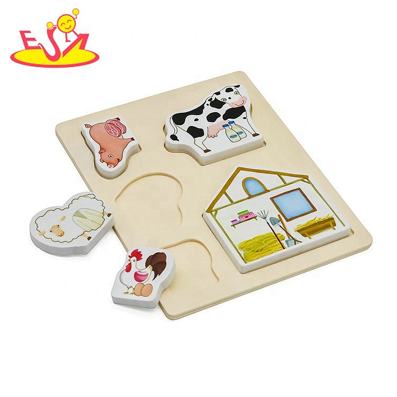 2019 wholesale educational wooden farm animals puzzle for kids W14D077