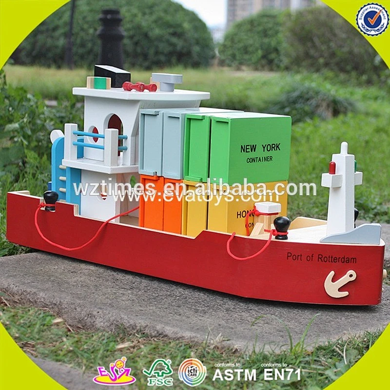 wholesale funny kids wooden small toy boats best design wooden small toy boats W04F004