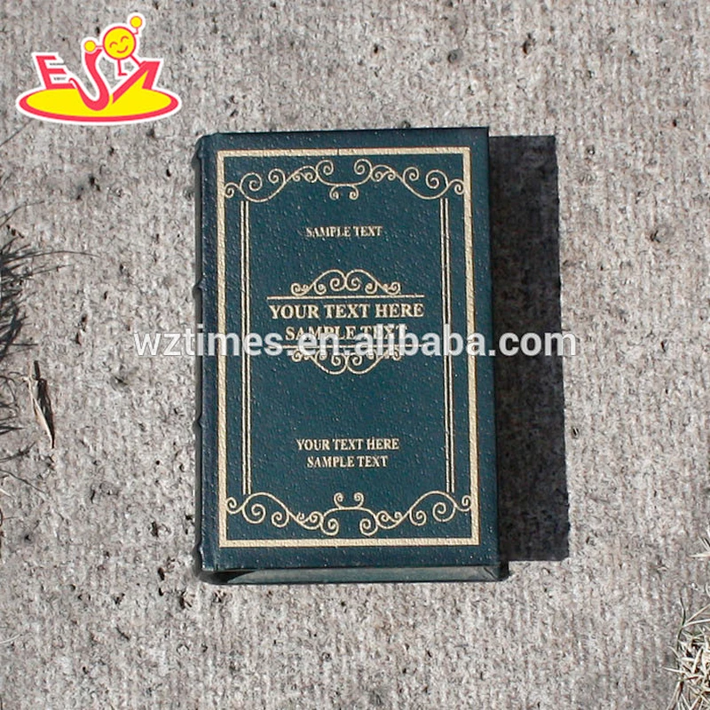 Wholesale classical wooden book shaped storage small box used for placing items W02A138