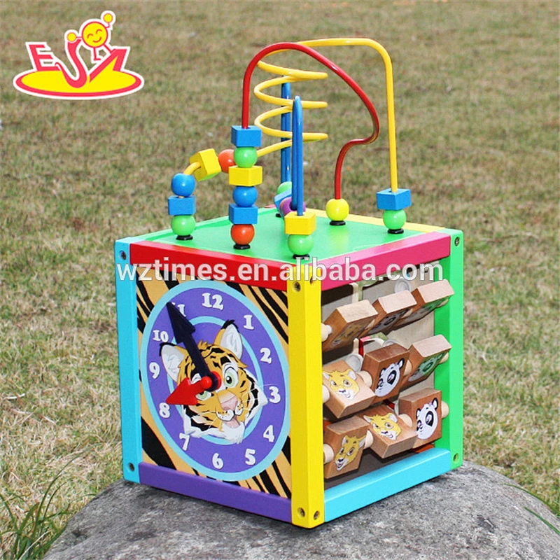 2018 wholesale multi-function toddlers wooden bead activity table new design funny kids wooden bead activity table W11B137