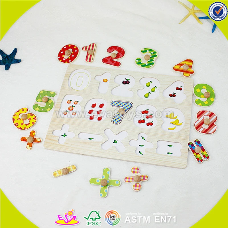 wholesale baby wooden number toy puzzle fashion kids wooden number toy puzzle children wooden number toy puzzle W14B062