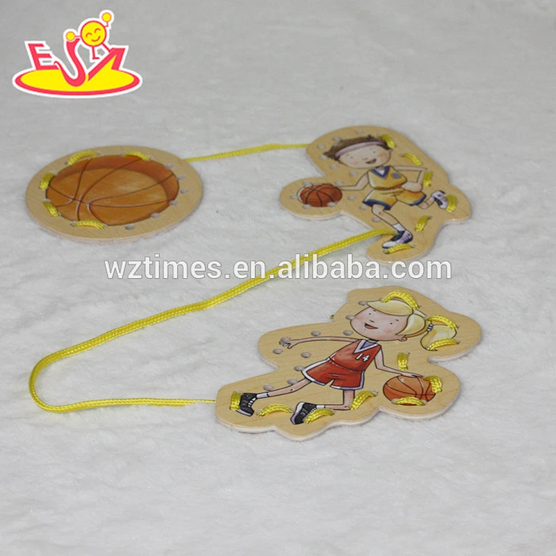Venta al por mayor de moda de madera tarjeta de cordón de juguete ejercicio niños práctica capacidad W11E055
