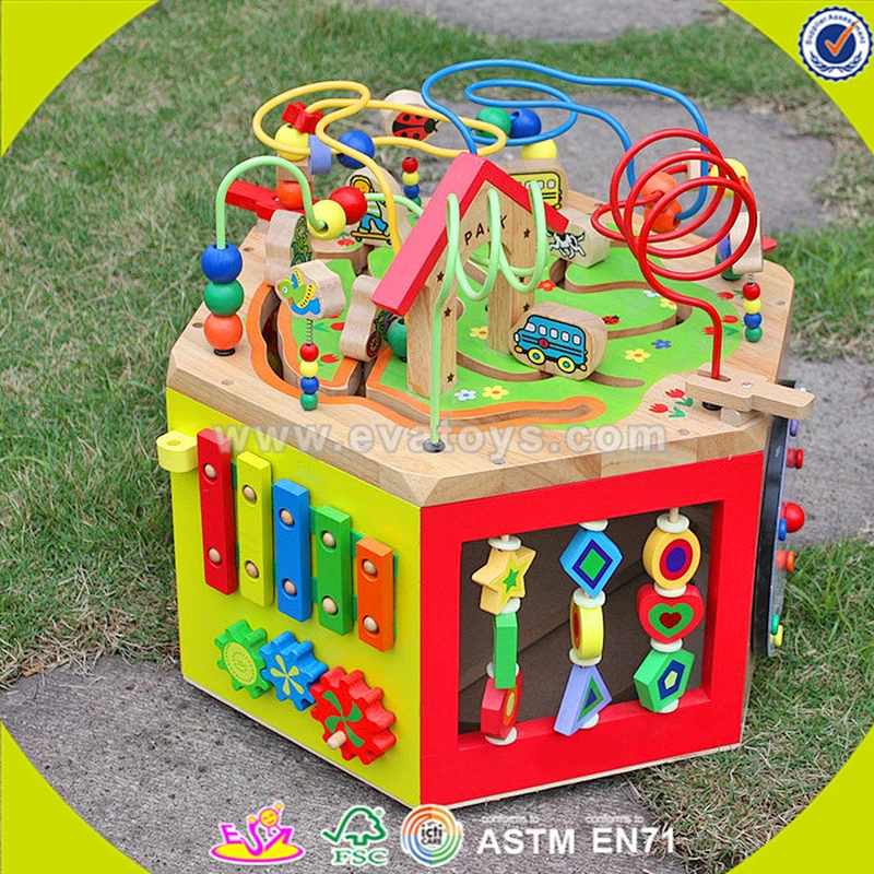 wholesale wooden multifunctional String Beads toy,lovely kid cubic bead toy,Educational cubic bead toy for baby W11B061