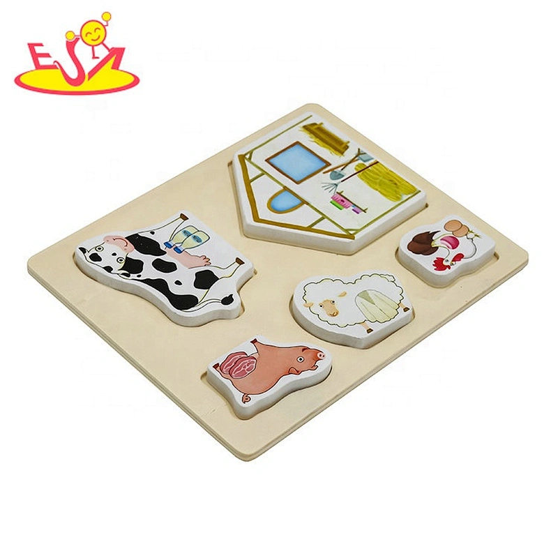 2019 wholesale educational wooden farm animals puzzle for kids W14D077