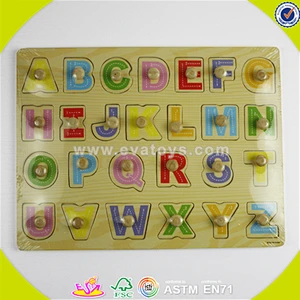 wholesale educational jigsaw wooden abc learning toys for kids W14B024