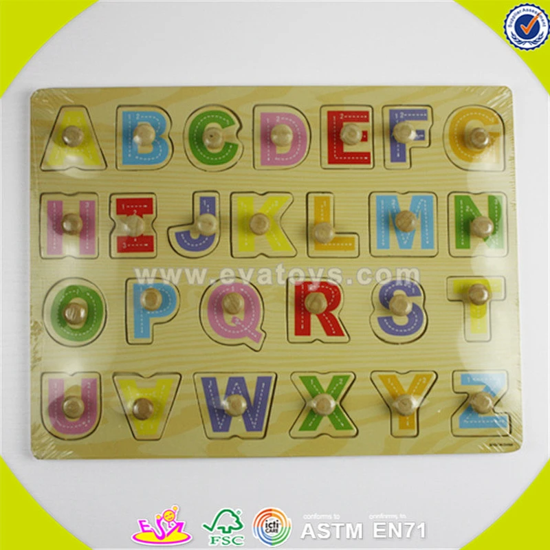 wholesale educational jigsaw wooden abc learning toys for kids W14B024