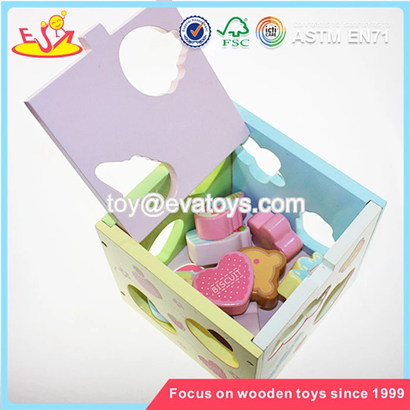 Wholesale lovely style newest wooden shape sorting blocks box toy for baby W12D020