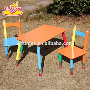 Wholesale customize wooden baby table and 2 chairs used in home or kindergarten W08G106