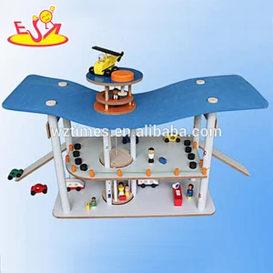 Wholesale newest kids wooden toy garage high quality baby wooden toy garage W04B033