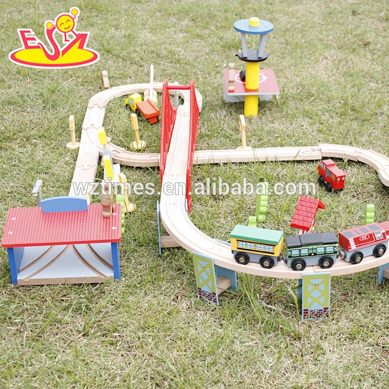 2018 hot sale children wooden rail cars game toy W04C054