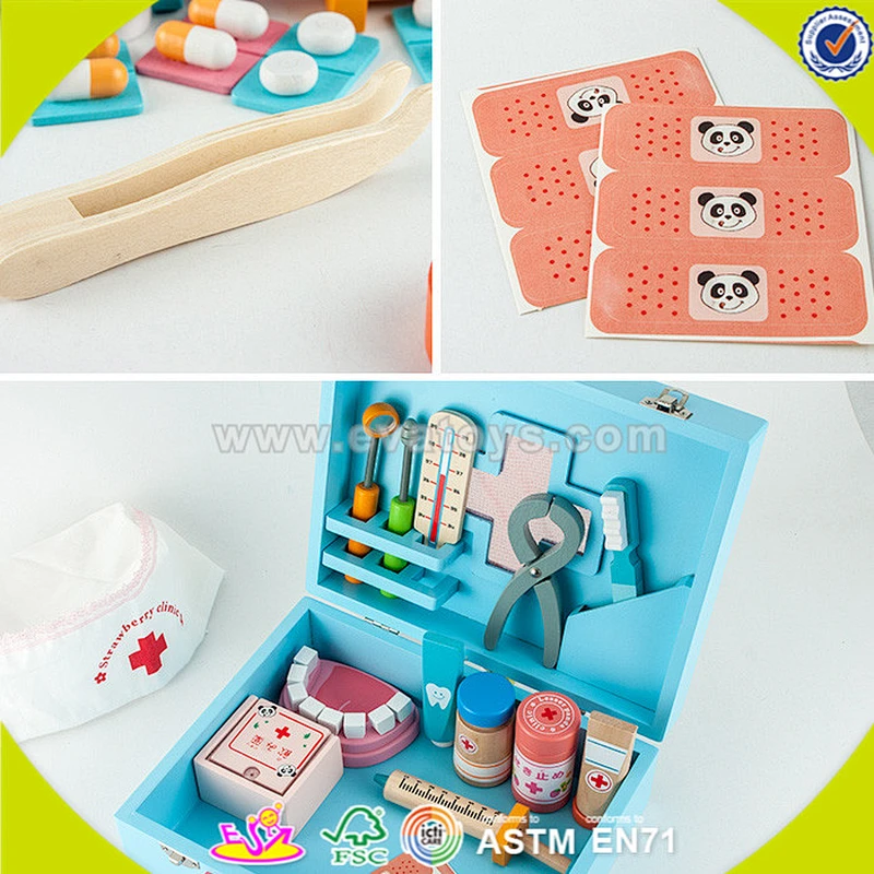 Top fashion educational kids wooden doctor toys for education W10D012