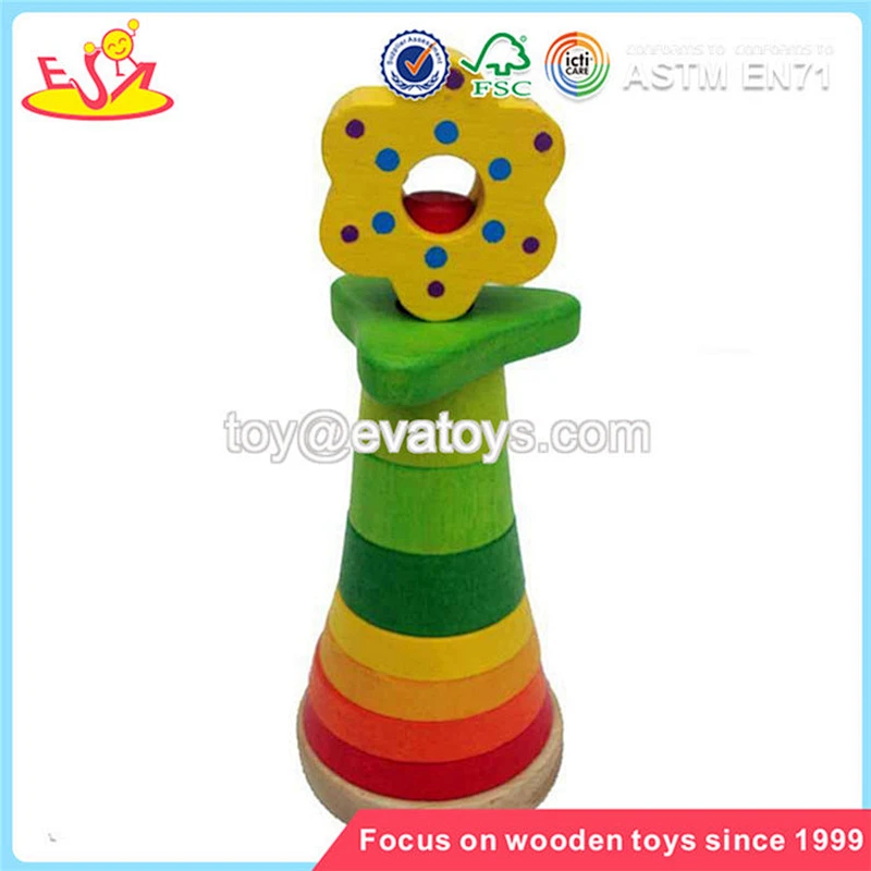 Wholesale most popular wooden baby building blocks game colorful wooden building blocks game W13D048