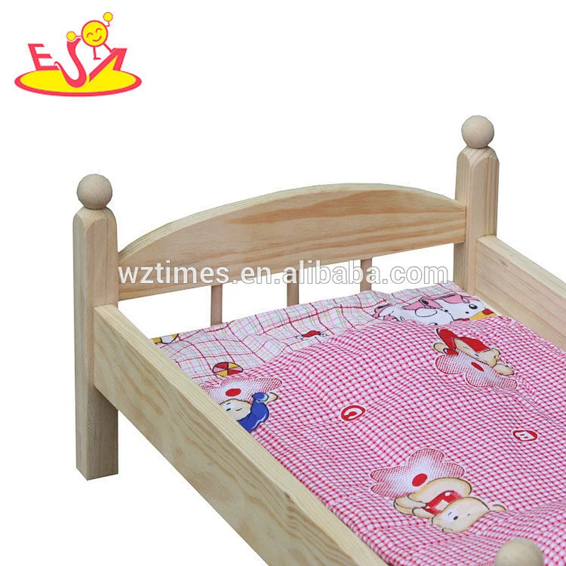 Neues Design Puppenhaus Zubehör aus Holz Baby Doll Bett W06B059
