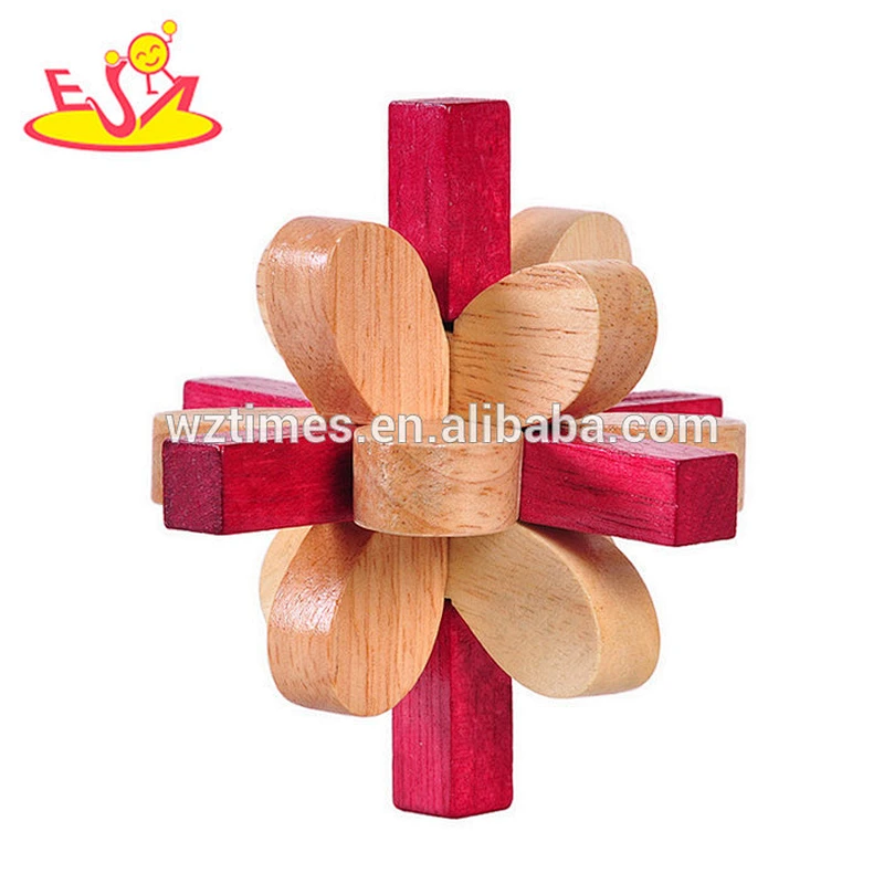 Wholesale best gift wooden interlocking cube toy for young people W11C042
