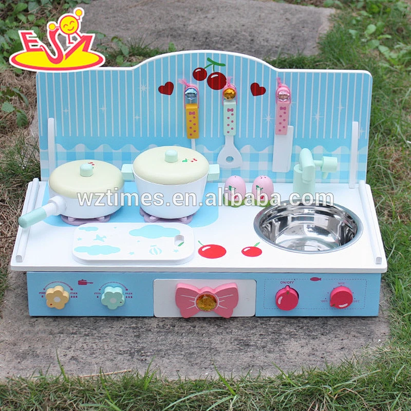 Top fashion pretend play wooden mini kitchen toy for kids W10C236