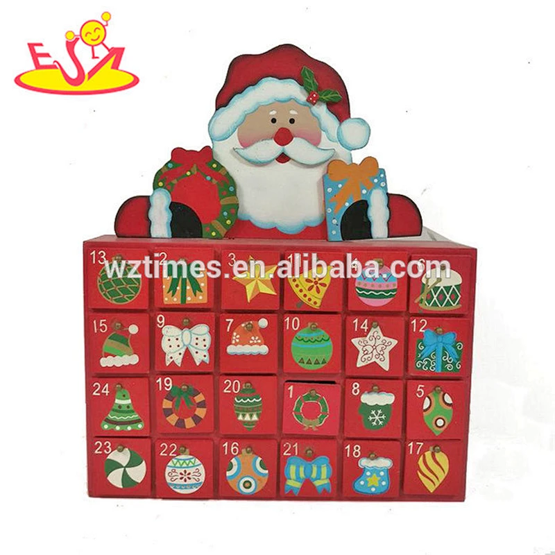 Wholesale wonderful Santa Claus pattern wooden countdown christmas calendar for baby W09F014