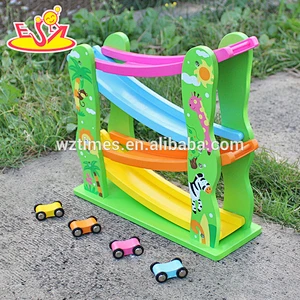 2018 New design wooden Marble Run toys funny wooden speed car toys educational wooden marble run for toddlers W04E046