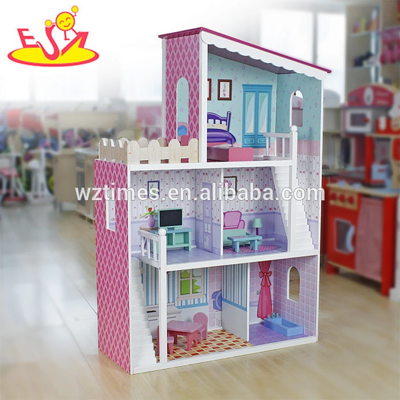 wholesale most popular children cosplay wooden diy dollhouse W06A137-Z