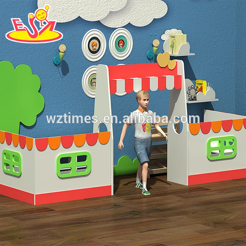 Wholesale children storage shelf wooden kids indoor playhouse best design wooden kids indoor playhouse W08C183