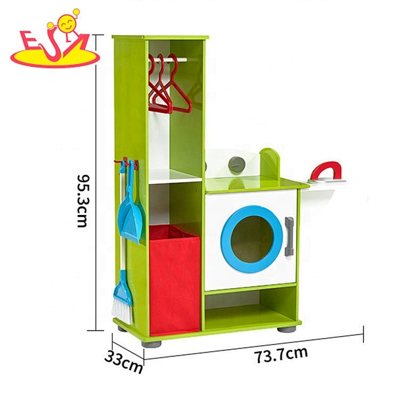 New fashion clean sweep toy wooden kids laundry center for pretend play W10C476