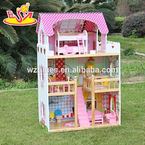 2018 Neues Design Holz Kinder Puppenhaus pädagogisches Holz Kinder Puppenhaus Großes Holz Kinder Puppenhaus