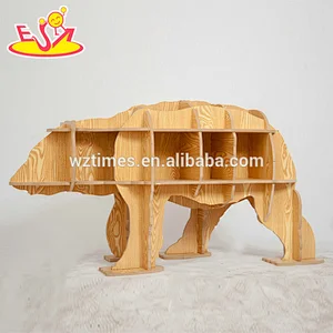 Wholesale high quality bear shaped wooden children bookshelf for sale W08D072