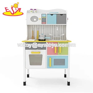 Wholesale fancy kitchen table toy wooden play pots and pans for preschool W10C351