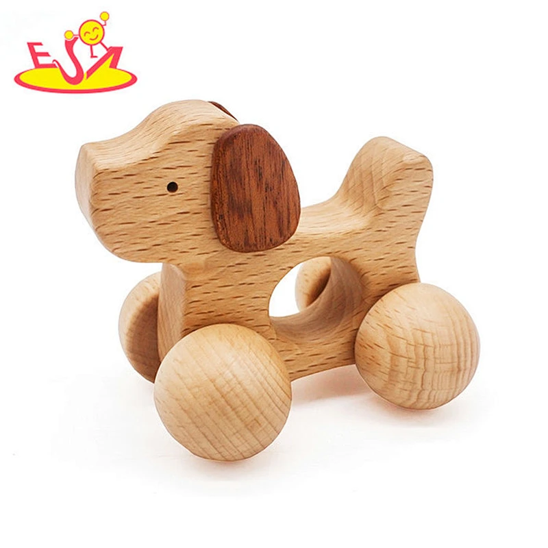 2018 wholesale baby wooden animal toy car hottest children's wooden animal toy car W04A235