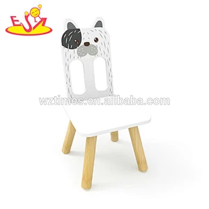 High quality preschool cartoon dog painted children wooden table and chair set with best price W08G234