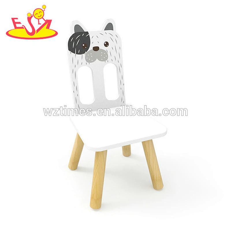 High quality preschool cartoon dog painted children wooden table and chair set with best price W08G234