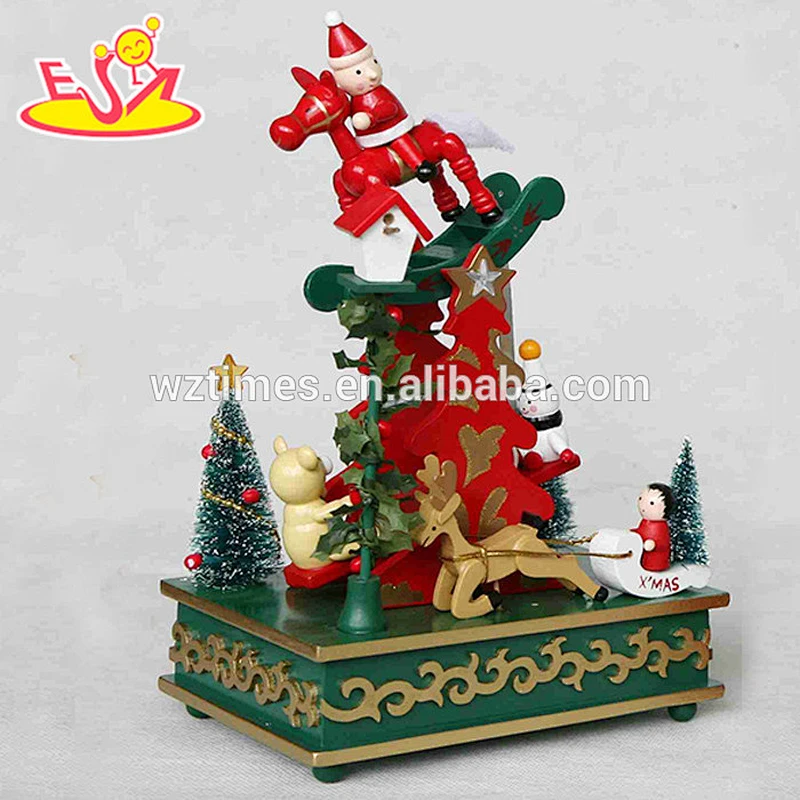 wholesale baby wooden snowman music box christmas gift kids wooden snowman music box W07B012C