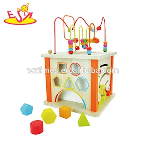 Wholesale funny shape sorter and xylophone toy wooden activity cube for kids W11B181