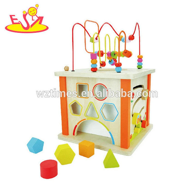 Wholesale funny shape sorter and xylophone toy wooden activity cube for kids W11B181
