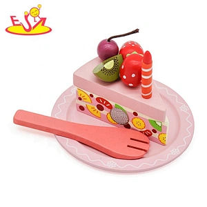 New design colorful wooden toy cake set for kids W10B320