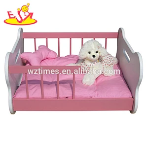 Wholesale delicate indoor use wooden pink luxury pet bed for small animals sleeping W06F005A