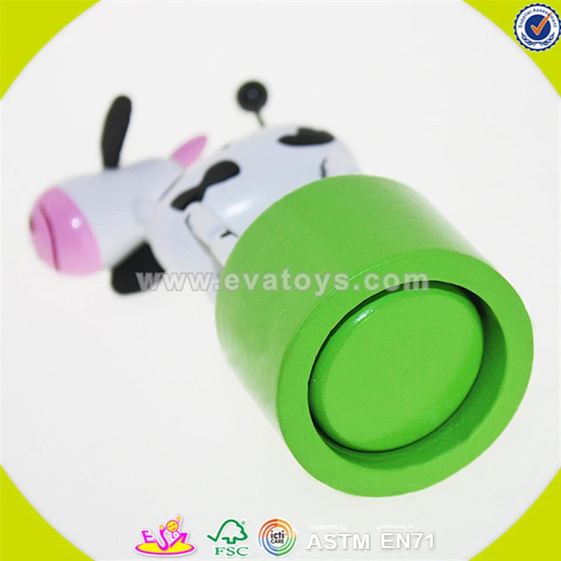 Wholesale cute design wooden thumb toy fashion cows shape kids wooden animal toy lovely baby wooden animal toy W06D068