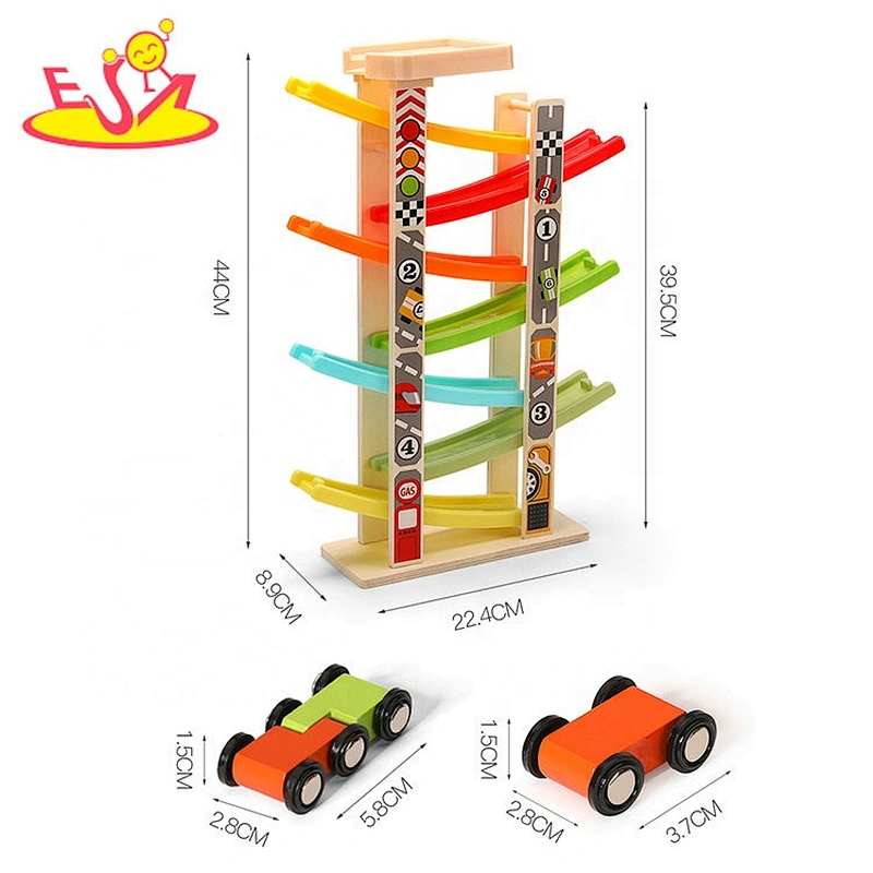 Best design funny kids wooden toy car ramp for education W04E097