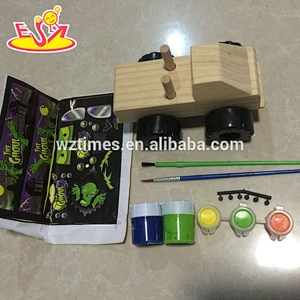2018 wholesale baby wooden tank toy diy painted kids wooden tank toy W03A081