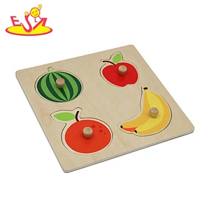 2019 New design baby educational wooden fruit matching game with knob W14M157