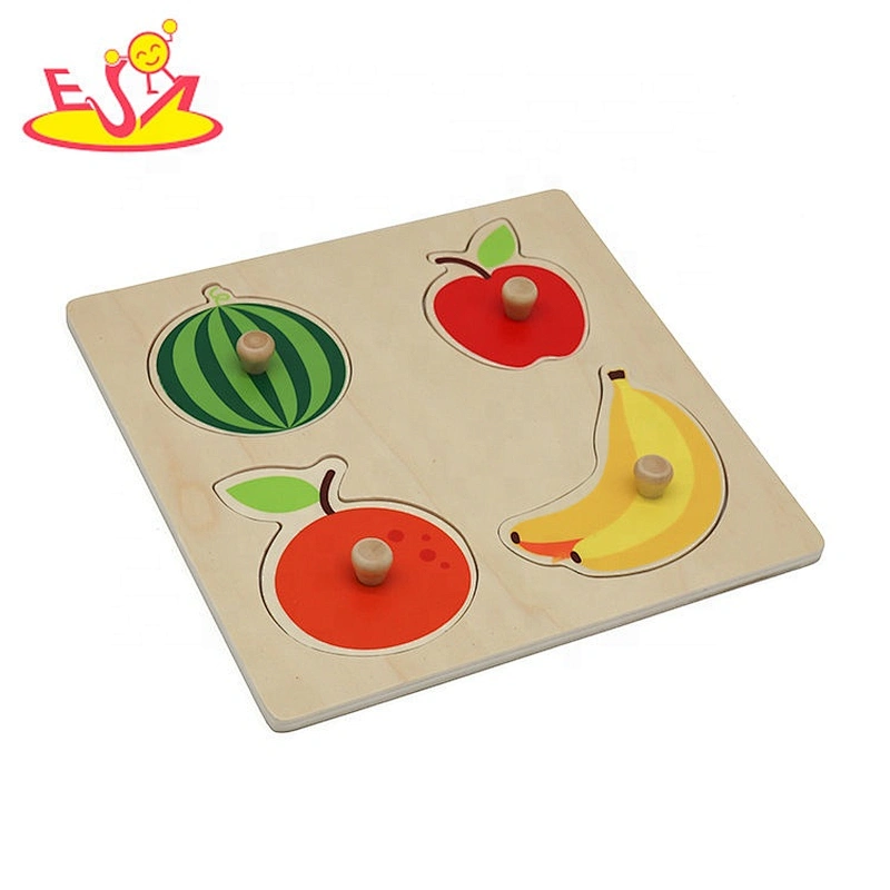 2019 New design baby educational wooden fruit matching game with knob W14M157