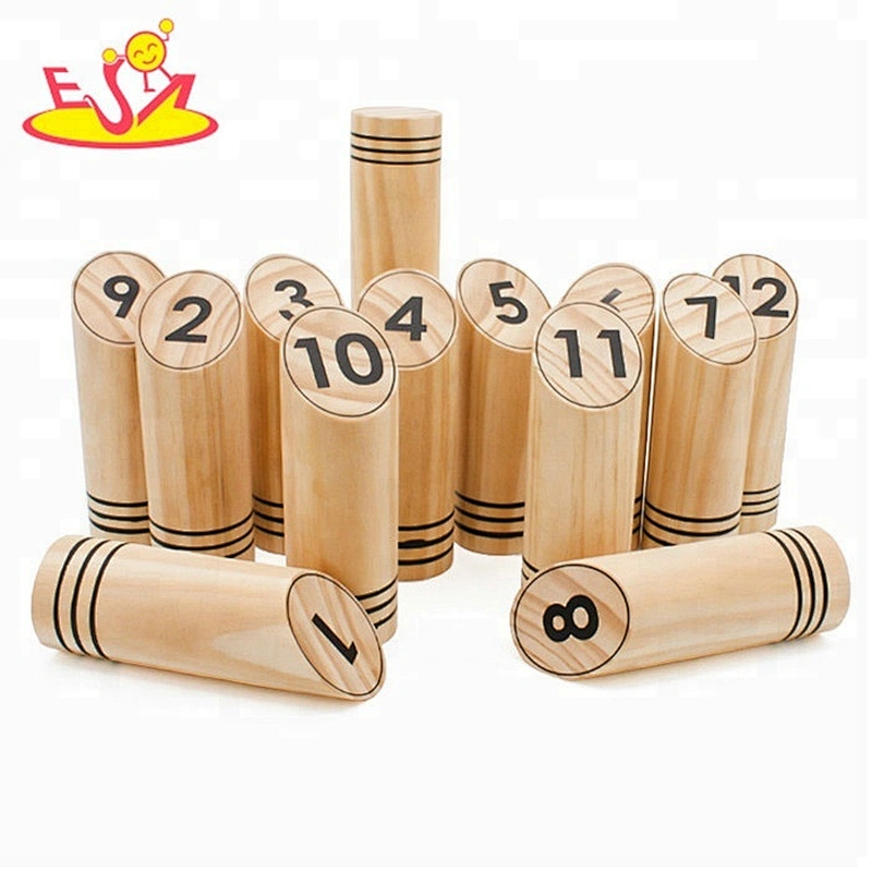 High quality family skittle numbers wooden kubb viking game for outdoor W01D013