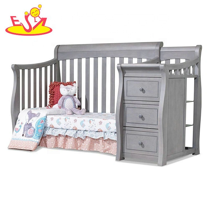 high quality white wooden cot bed for newborn W08E026