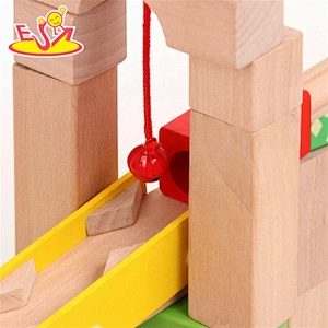 High quality educational construction wooden marble run toy for kids W04E087