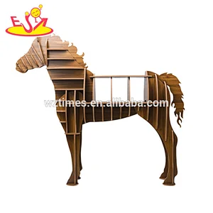 Wholesale most popular wooden pink unicorn shaped bookcase for sale as gift W08D077