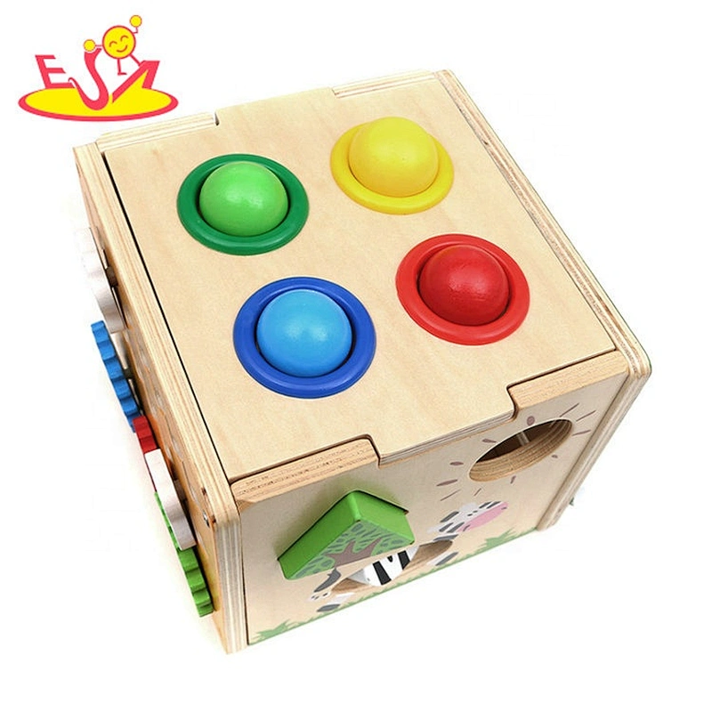 2019 Most popular multi function wooden busy learners cube for prescholers W12D175